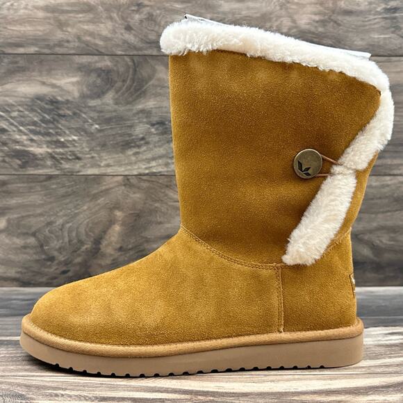 NIB Koolaburra by UGG 9 40 Alamie Booties Suede Faux Fur Chestnut Tan - Picture 6 of 14